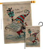 Ice Skating Gnome - Bugs & Frogs Garden Friends Vertical Impressions Decorative Flags HG104149 Made In USA