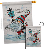 Ice Skating Gnome - Bugs & Frogs Garden Friends Vertical Impressions Decorative Flags HG104149 Made In USA