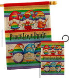 Peace Pride Gnome - Bugs & Frogs Garden Friends Vertical Impressions Decorative Flags HG104165 Made In USA