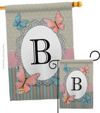 Butterflies B Initial - Bugs & Frogs Garden Friends Vertical Impressions Decorative Flags HG130132 Made In USA