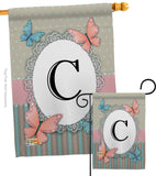 Butterflies C Initial - Bugs & Frogs Garden Friends Vertical Impressions Decorative Flags HG130133 Made In USA