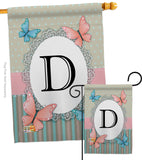 Butterflies D Initial - Bugs & Frogs Garden Friends Vertical Impressions Decorative Flags HG130134 Made In USA