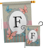 Butterflies F Initial - Bugs & Frogs Garden Friends Vertical Impressions Decorative Flags HG130136 Made In USA