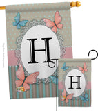 Butterflies H Initial - Bugs & Frogs Garden Friends Vertical Impressions Decorative Flags HG130138 Made In USA