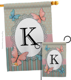 Butterflies K Initial - Bugs & Frogs Garden Friends Vertical Impressions Decorative Flags HG130141 Made In USA