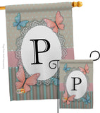 Butterflies P Initial - Bugs & Frogs Garden Friends Vertical Impressions Decorative Flags HG130146 Made In USA