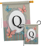 Butterflies Q Initial - Bugs & Frogs Garden Friends Vertical Impressions Decorative Flags HG130147 Made In USA