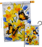 Daffodil & Butterflies - Bugs & Frogs Garden Friends Vertical Impressions Decorative Flags HG192670 Made In USA