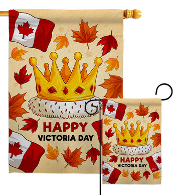 Happy Victoria Day - Canada Provinces Flags of the World Vertical Impressions Decorative Flags HG137468 Made In USA