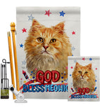 Patriotic Ginger Long Hair - Pets Nature Vertical Impressions Decorative Flags HG120142 Made In USA