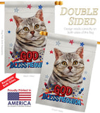 Patriotic Gray American Short Hair - Pets Nature Vertical Impressions Decorative Flags HG120109 Made In USA