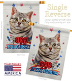 Patriotic Gray American Short Hair - Pets Nature Vertical Impressions Decorative Flags HG120109 Made In USA