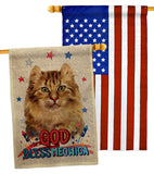 Patriotic Amerian Curl - Pets Nature Vertical Impressions Decorative Flags HG120108 Made In USA