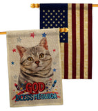 Patriotic Gray American Short Hair - Pets Nature Vertical Impressions Decorative Flags HG120109 Made In USA