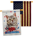 Patriotic Gray American Short Hair - Pets Nature Vertical Impressions Decorative Flags HG120109 Made In USA