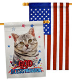 Patriotic Gray American Short Hair - Pets Nature Vertical Impressions Decorative Flags HG120109 Made In USA