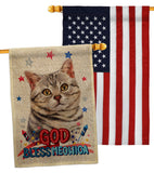 Patriotic Gray American Short Hair - Pets Nature Vertical Impressions Decorative Flags HG120109 Made In USA