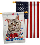 Patriotic Gray American Short Hair - Pets Nature Vertical Impressions Decorative Flags HG120109 Made In USA