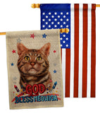 Patriotic American Short Hair - Pets Nature Vertical Impressions Decorative Flags HG120111 Made In USA