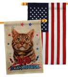 Patriotic American Short Hair - Pets Nature Vertical Impressions Decorative Flags HG120111 Made In USA