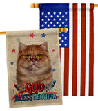 Patriotic British Short Hair - Pets Nature Vertical Impressions Decorative Flags HG120125 Made In USA