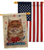 Patriotic British Short Hair - Pets Nature Vertical Impressions Decorative Flags HG120125 Made In USA