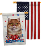 Patriotic British Short Hair - Pets Nature Vertical Impressions Decorative Flags HG120125 Made In USA