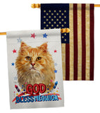 Patriotic Ginger Long Hair - Pets Nature Vertical Impressions Decorative Flags HG120142 Made In USA