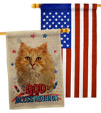 Patriotic Ginger Long Hair - Pets Nature Vertical Impressions Decorative Flags HG120142 Made In USA