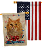 Patriotic Ginger Long Hair - Pets Nature Vertical Impressions Decorative Flags HG120142 Made In USA