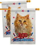 Patriotic Ginger Long Hair - Pets Nature Vertical Impressions Decorative Flags HG120142 Made In USA