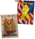 Patriotic Ginger Long Hair - Pets Nature Vertical Impressions Decorative Flags HG120142 Made In USA