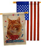 Patriotic Ginger - Pets Nature Vertical Impressions Decorative Flags HG120143 Made In USA