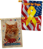 Patriotic Ginger - Pets Nature Vertical Impressions Decorative Flags HG120143 Made In USA