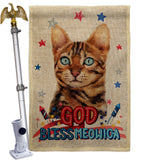 Patriotic Brown Bengal - Pets Nature Vertical Impressions Decorative Flags HG120115 Made In USA