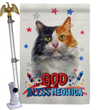 Patriotic Long Hair Dilute Calico - Pets Nature Vertical Impressions Decorative Flags HG120138 Made In USA