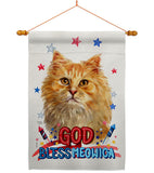 Patriotic Ginger Long Hair - Pets Nature Vertical Impressions Decorative Flags HG120142 Made In USA