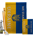 Stand With Ukraine - Support Inspirational Horizontal Impressions Decorative Flags HG141203 Made In USA