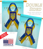 Stand with Ukraine - Support Inspirational Vertical Impressions Decorative Flags HG170258 Made In USA