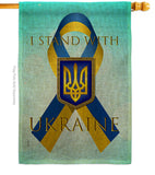 Stand with Ukraine - Support Inspirational Vertical Impressions Decorative Flags HG170258 Made In USA