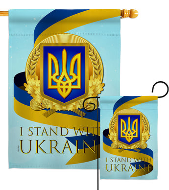 We Stand with Ukraine - Support Inspirational Vertical Impressions Decorative Flags HG170260 Made In USA