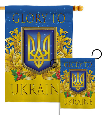 Glory To Ukraine - Support Inspirational Vertical Impressions Decorative Flags HG170273 Made In USA