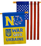 No War, Save Ukraine - Support Inspirational Vertical Impressions Decorative Flags HG120095 Made In USA