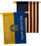 Stand With Ukraine - Support Inspirational Horizontal Impressions Decorative Flags HG141203 Made In USA