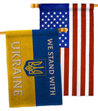 Stand With Ukraine - Support Inspirational Horizontal Impressions Decorative Flags HG141203 Made In USA