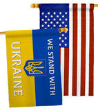 Stand With Ukraine - Support Inspirational Horizontal Impressions Decorative Flags HG141203 Made In USA