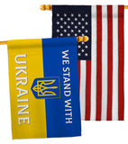 Stand With Ukraine - Support Inspirational Horizontal Impressions Decorative Flags HG141203 Made In USA