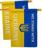 Stand With Ukraine - Support Inspirational Horizontal Impressions Decorative Flags HG141203 Made In USA