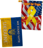 Stand With Ukraine - Support Inspirational Horizontal Impressions Decorative Flags HG141203 Made In USA