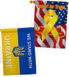 Stand With Ukraine - Support Inspirational Horizontal Impressions Decorative Flags HG141203 Made In USA